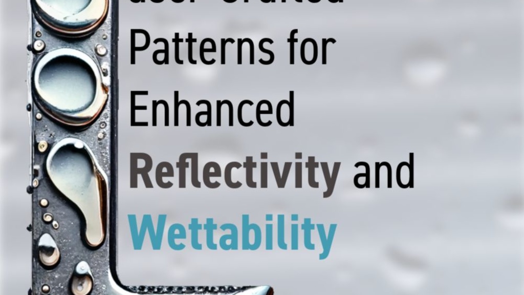 Graphic reading "Laser-Crafted Patterns for Enhanced Reflectivity and Wettability